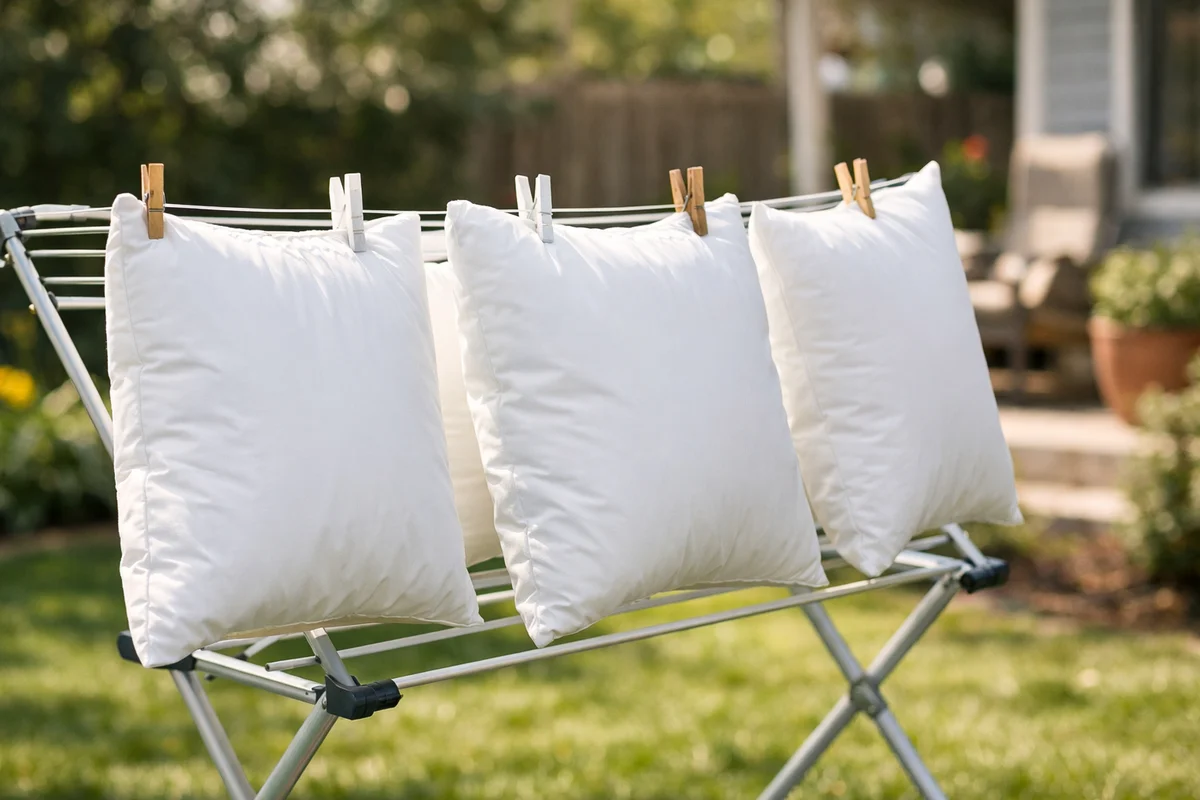 Air-Drying Pillows Safely Outdoors